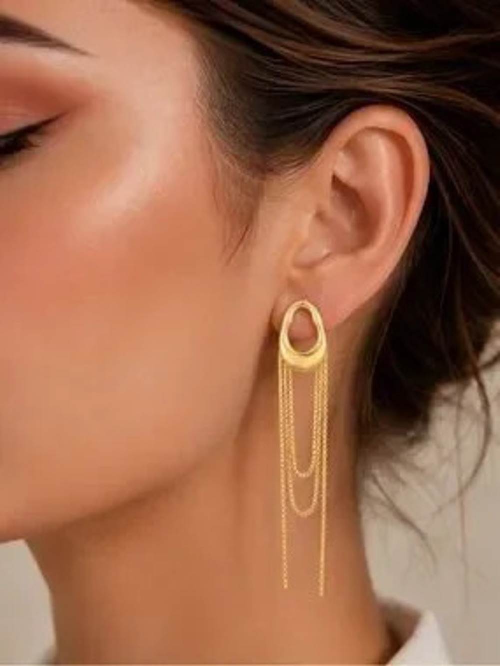 Modern Liquid Silver Cascade Chain Earrings